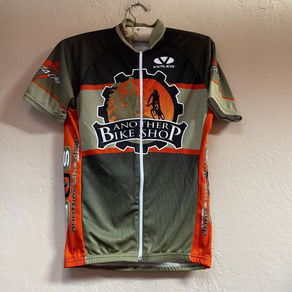 Voler Men Medium Race Raglan Zip Up Short Sleeve Another Bike Shop Cycling Shirt